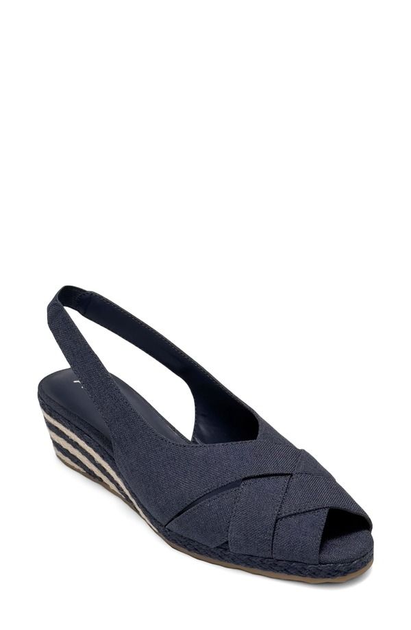 エアロソールズ レディース シューズ サンダル リネン Aerosoles Roberta Linen Slingback Espadrille Wedge Sandal Navy Linen ネイビー