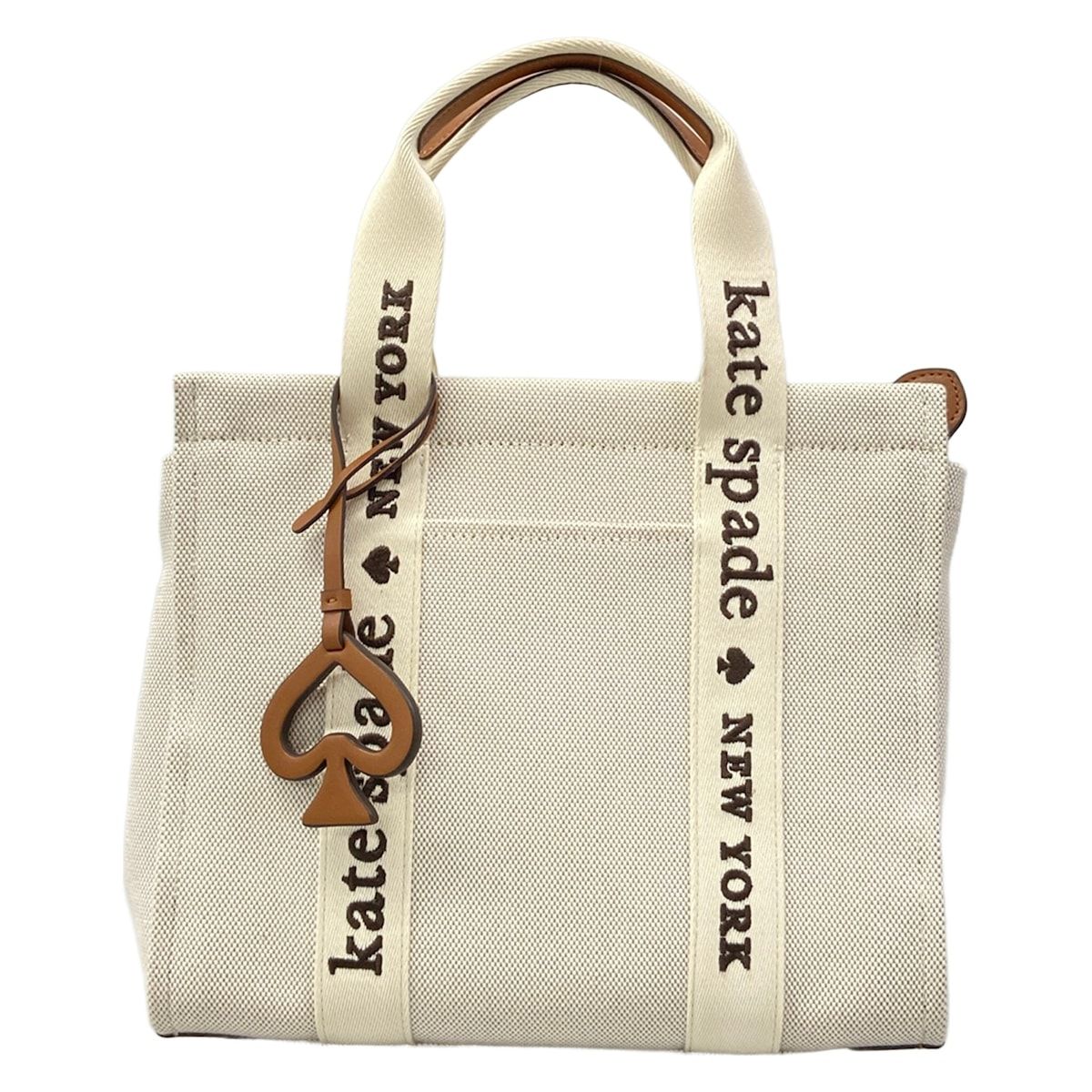 Kate spade(ケイトスペード) ハンドバッグ美品 プレンティ キャンバス スモール トート ベージュ×ブラウン