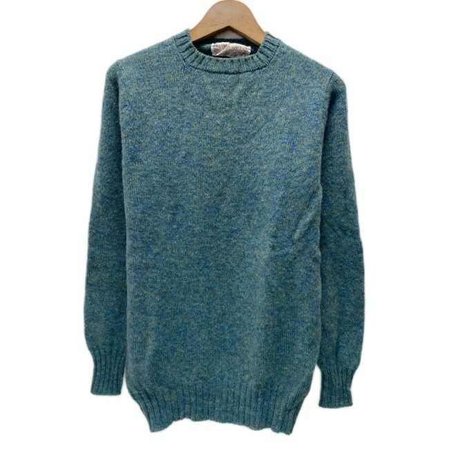 【中古】　INVERALLAN　セーター　長袖　ニット　トップス　Uネック　クルーネック　無地　混色　スコットランド製　古着　/1381