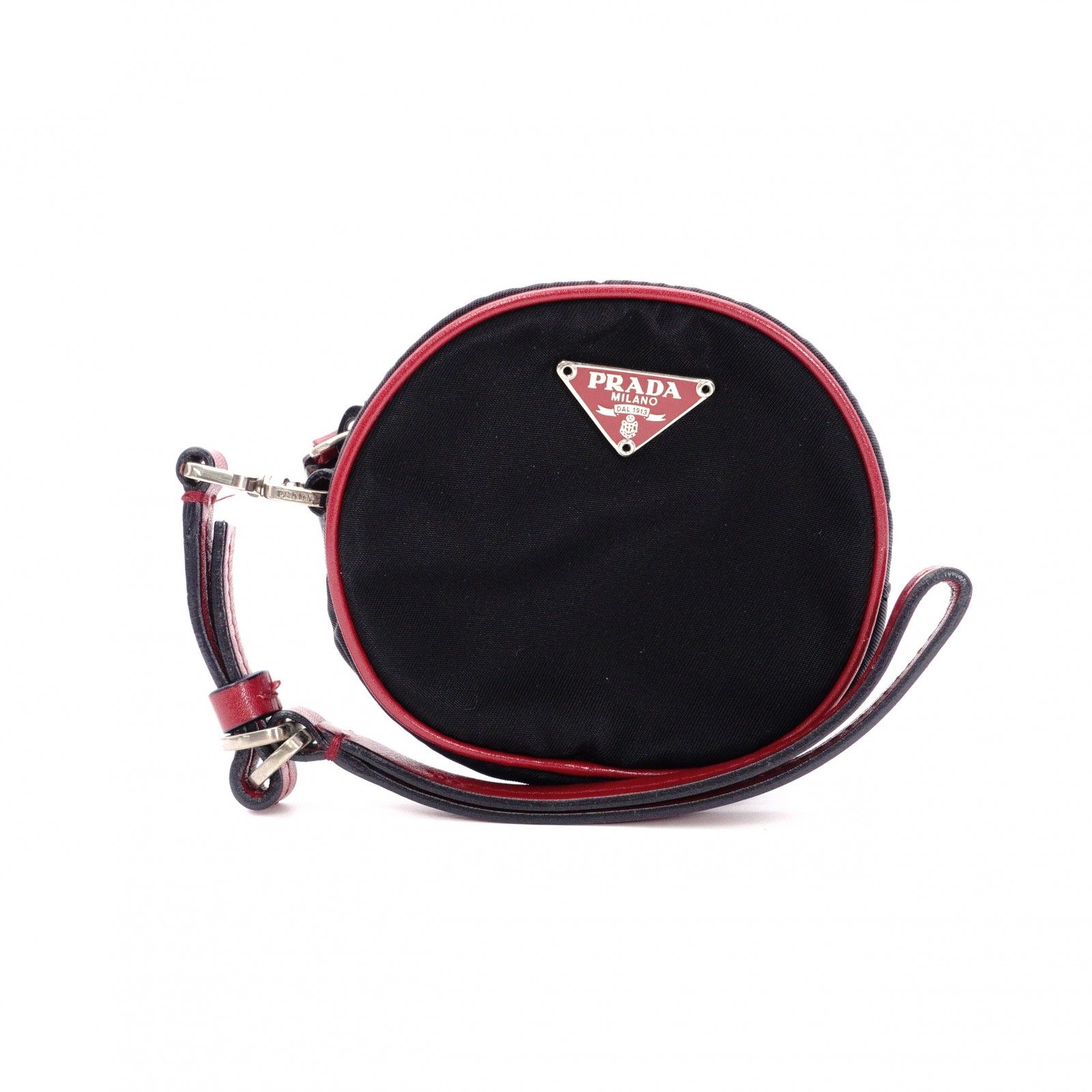 PRADA プラダ コインケース ナイロン ブラック レッド 小物入れ ポーチ 三角ロゴ