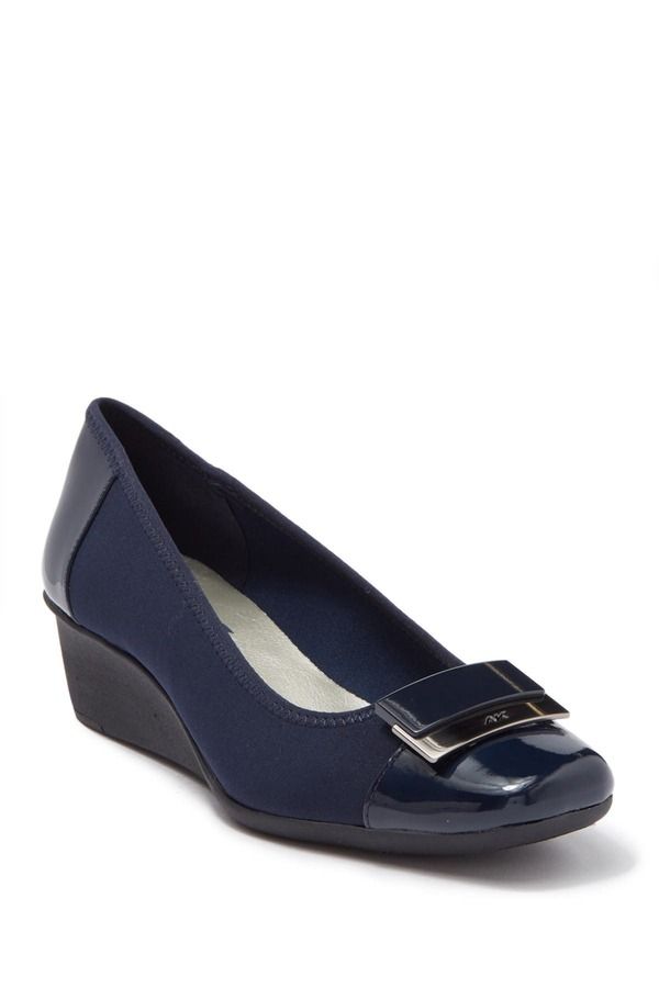 アンクライン レディース シューズ スリッポン・ローファー Anne Klein Waverly Wedge Loafer Navy ネイビー
