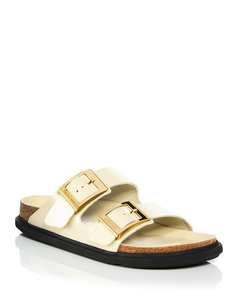 ビルケンシュトック レディース シューズ サンダル Birkenstock Womens Arizona Droplet Big Buckle High Shine Slide Sandals Ecru エクリュ