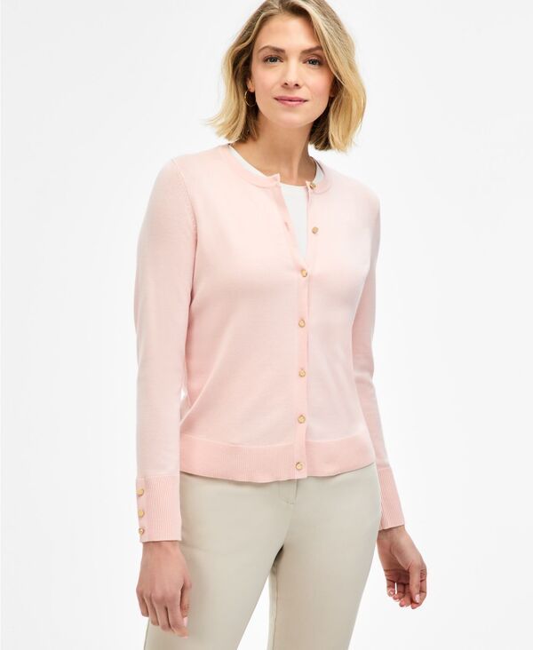 ジェイエムコレクション レディース アウター ニット・セーター カーディガン クロップド JM Collection Womens Cropped Cardigan Sweater New Pale Blush ブラッシュ