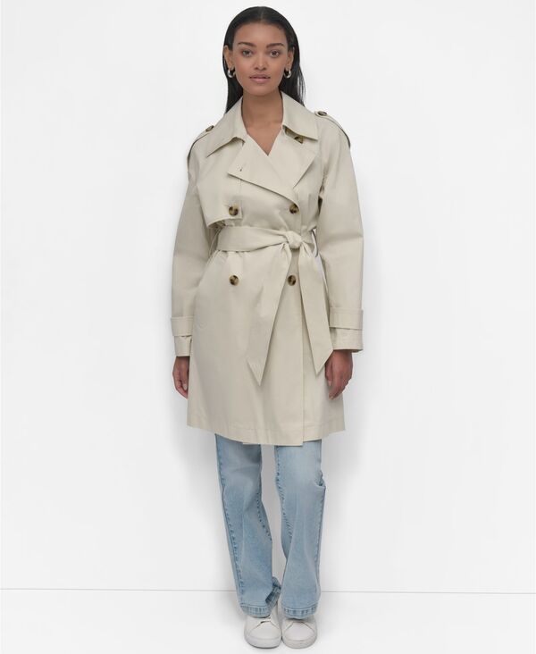 ダナキャランニューヨーク レディース アウター コート DKNY Jeans Womens Raglan Sleeve Double Breasted Trench Coat Light City Khaki カーキ
