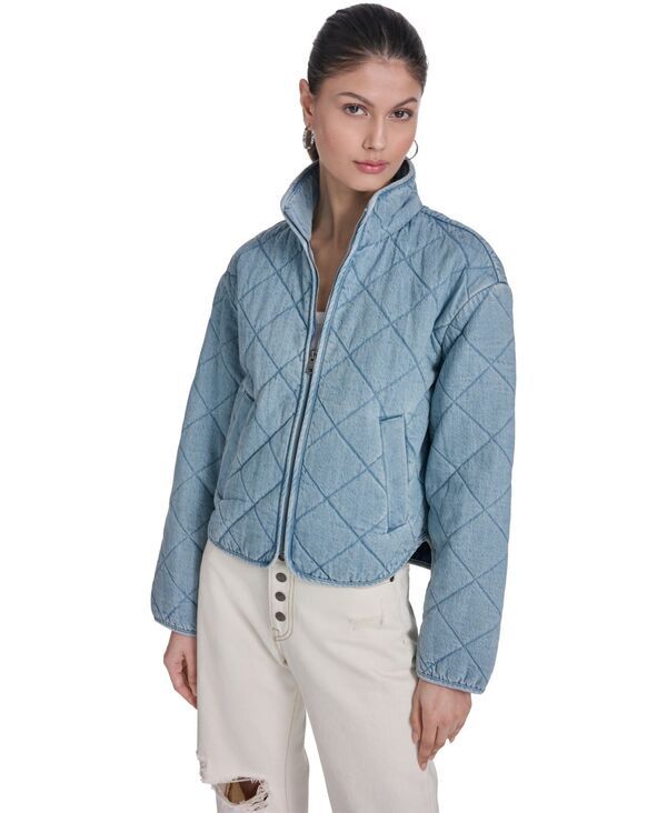 リーバイス レディース アウター パーカー・スウェット キルティング ジャケット Levis Womens Quilted Short Liner Zipper Jacket Light Wash Denim デニム