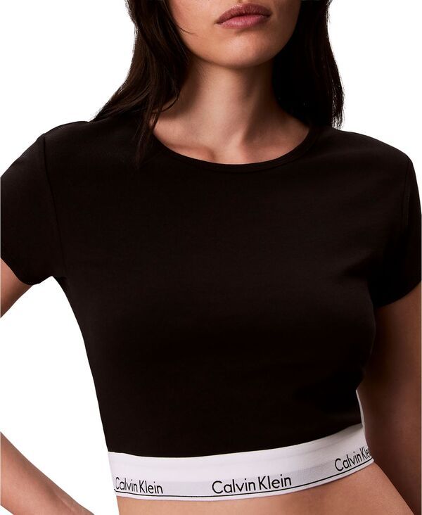 カルバンクライン レディース トップス Tシャツ 半袖 クロップド Calvin Klein Performance Womens Modern ShortSleeve Cropped TShirt Black ブラック