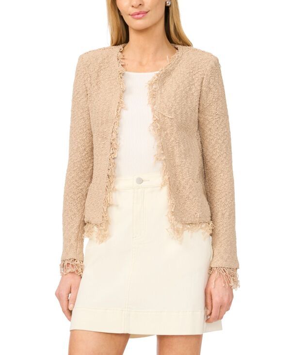 ヴィンスカムート レディース アウター ジャケット・ブルゾン クロップド フリンジ Vince Camuto Womens Fringe Cropped PullOn Jacket Camel キャメル