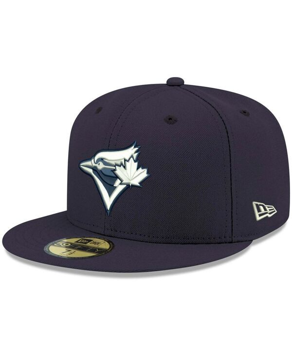 ニューエラ メンズ アクセサリー 帽子 ロゴ New Era Mens Navy Toronto Blue Jays Logo White 59FIFTY Fitted Hat Navy ネイビー