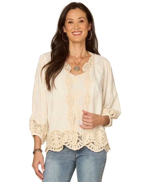 デモクラシー レディース アウター ジャケット・ブルゾン プチ クロップド Democracy Petite Blouson Sleeve Open Front Cropped Jacket Off White Natural オフホワイト
