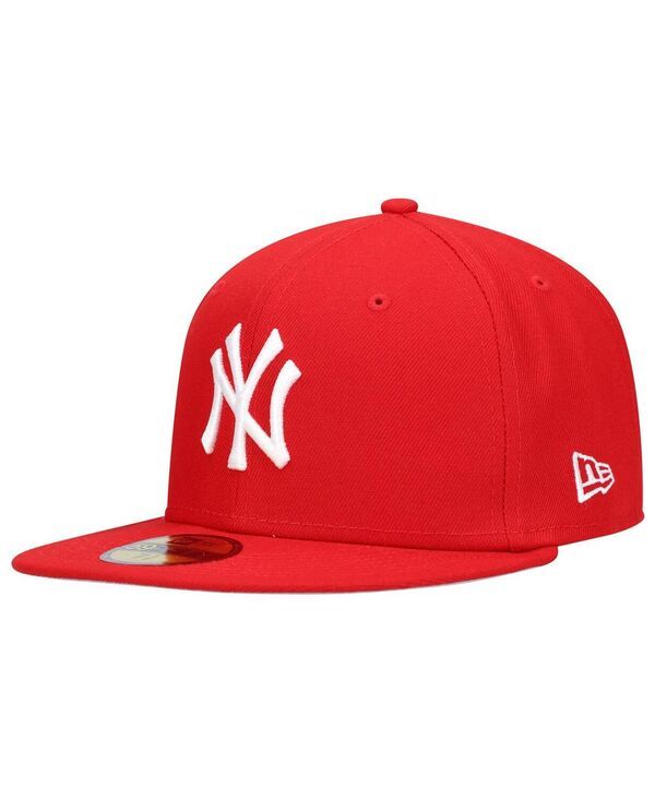 ニューエラ メンズ アクセサリー 帽子 ロゴ New Era Mens Red New York Yankees Logo White 59FIFTY Fitted Hat Red レッド