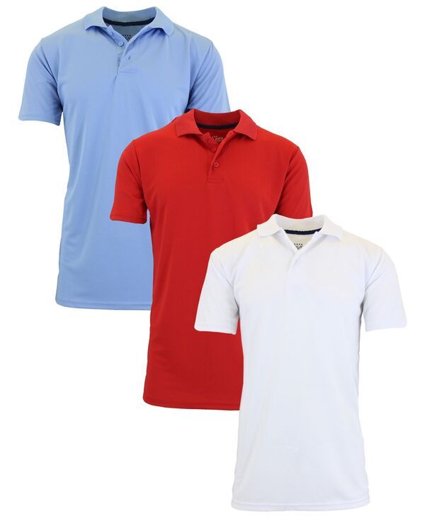 ギャラクシーバイハルビック メンズ トップス ポロシャツ トール Galaxy By Harvic Mens Big Tall Dry Fit MoistureWicking Polo Shirt 3Pack LightBlueRedWhite ホワイト