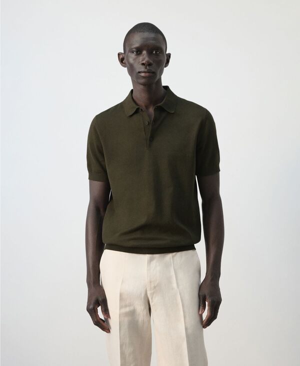 マンゴ メンズ トップス ポロシャツ コットン ニット MANGO Mens Cotton FineKnit Polo Shirt Chocolate チョコレート