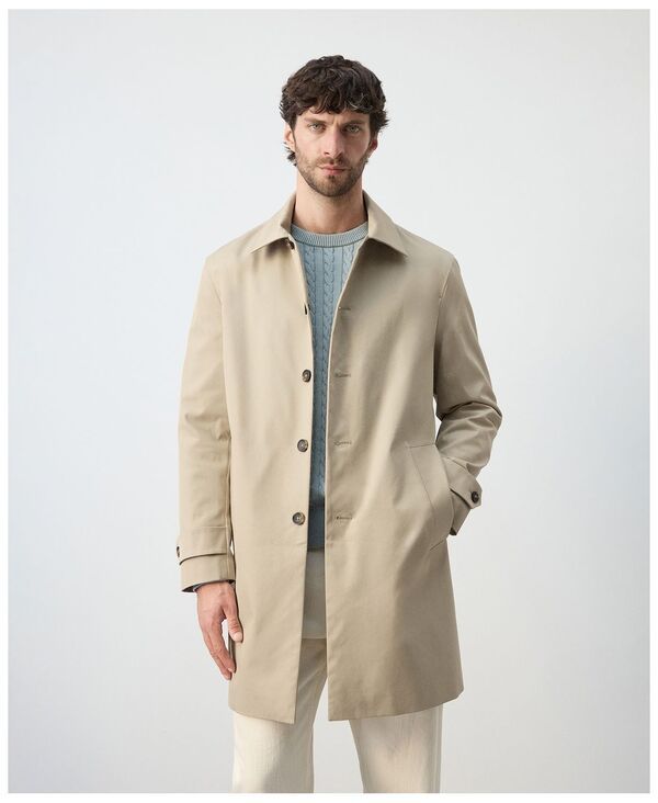マンゴ メンズ アウター コート MANGO Mens WaterRepellent Pockets Trench Coat Beige ベージュ