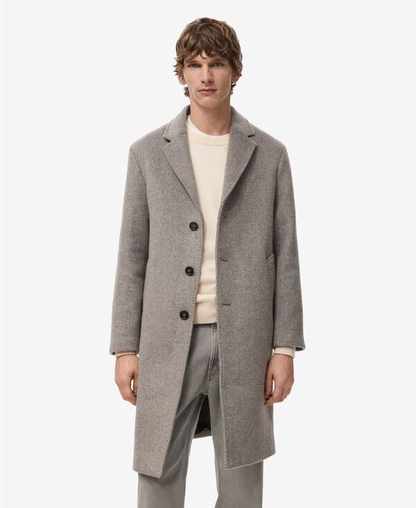 マンゴ メンズ アウター コート ウール MANGO Mens Herringbone Structure Wool Coat Sand サンド