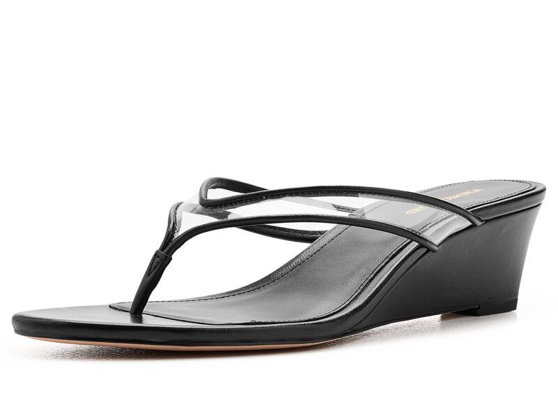 ヴェロニカ ベアード レディース シューズ ヒール サンダル Veronica Beard Clea Wedge Thong Sandals ClearBlack ブラック