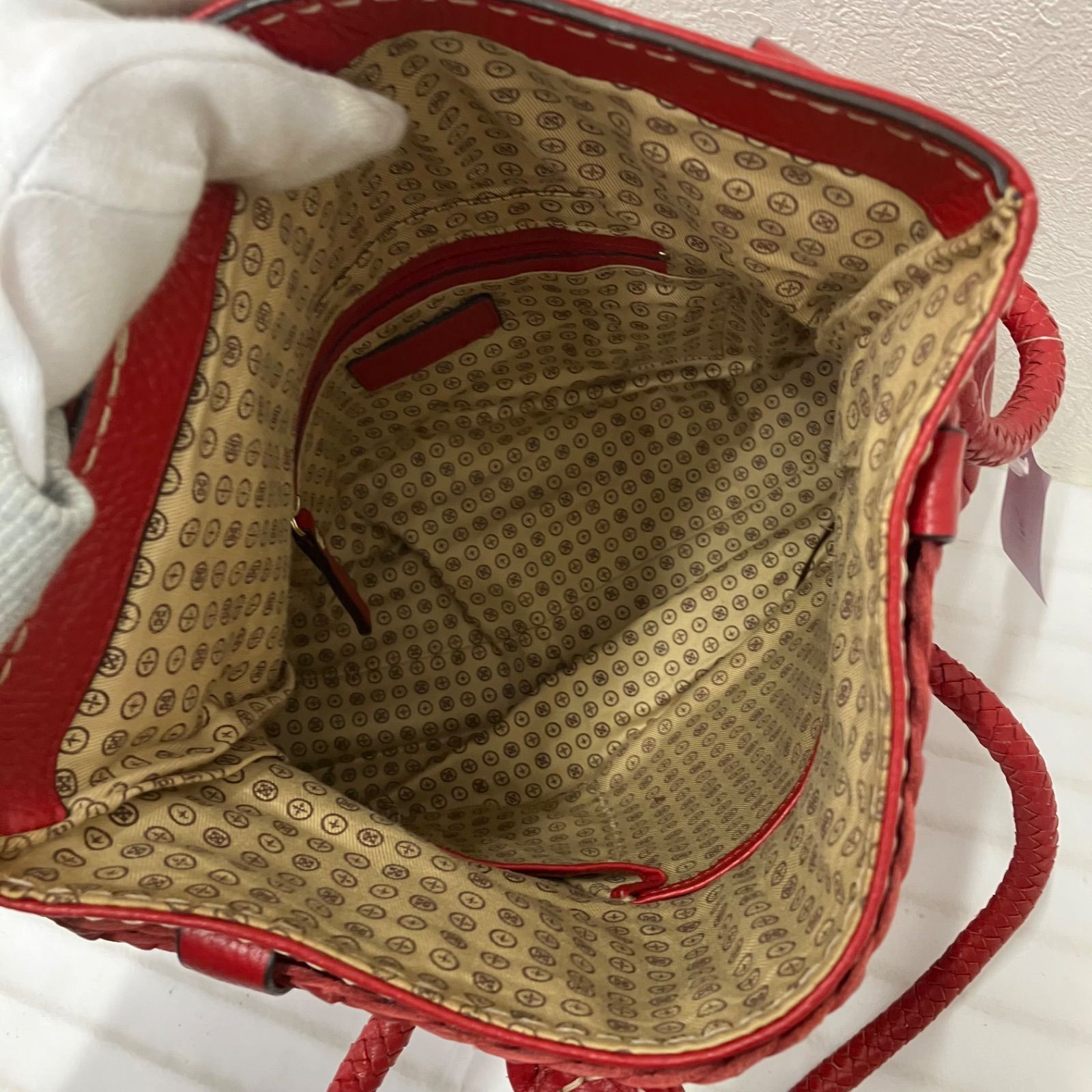 Y2691 russet ラシット トートバッグ レザー レッド系 赤 編み込み 