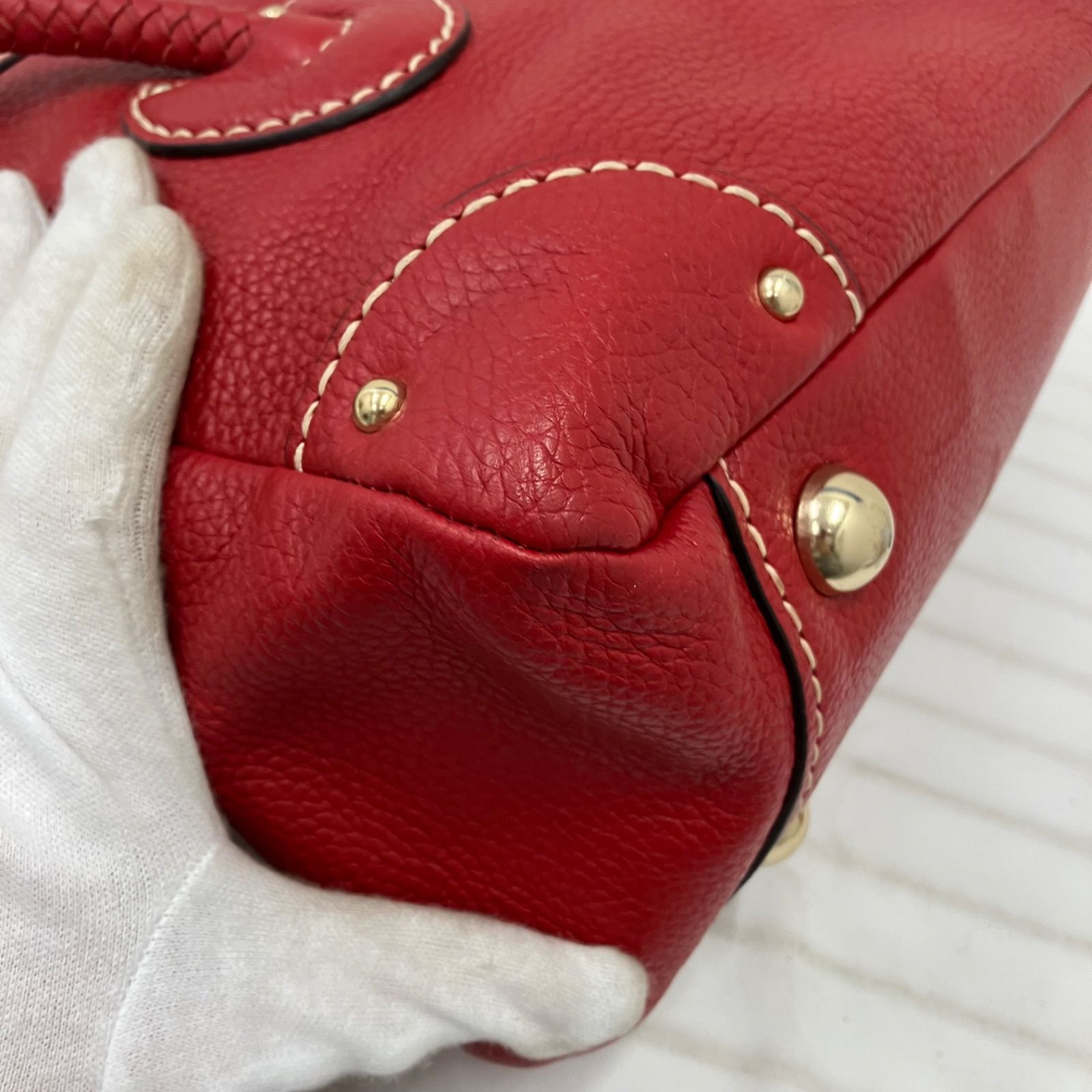 Y2691 russet ラシット トートバッグ レザー レッド系 赤 編み込み 