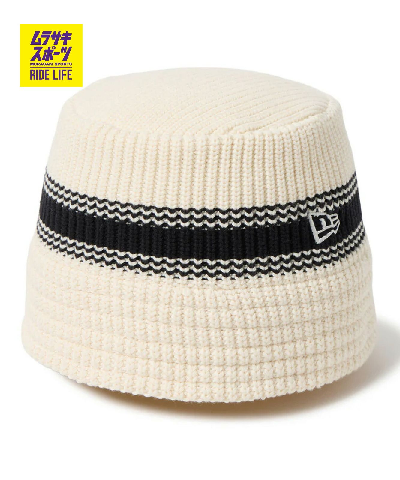 【ムラスポ公式】新品 NEW ERA ニューエラ バケットハット バケハ ニットバケット Visor Sticker ストライプ クローム 14744695