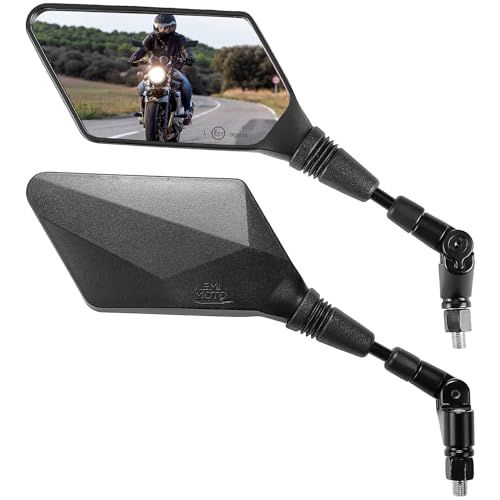KEMIMOTO バイク ミラー 10mm 左右セット オフロードミラー 汎用 角型 取付簡単 角度調整可能 可動式ミラー 車検対応 ブラック KM6256(沖縄・離島の方不可) e6efa19c