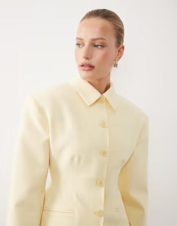 エイソス レディース アウター ジャケット・ブルゾン ブレザー ASOS DESIGN button up cinched blazer in buttermlik Buttermilk