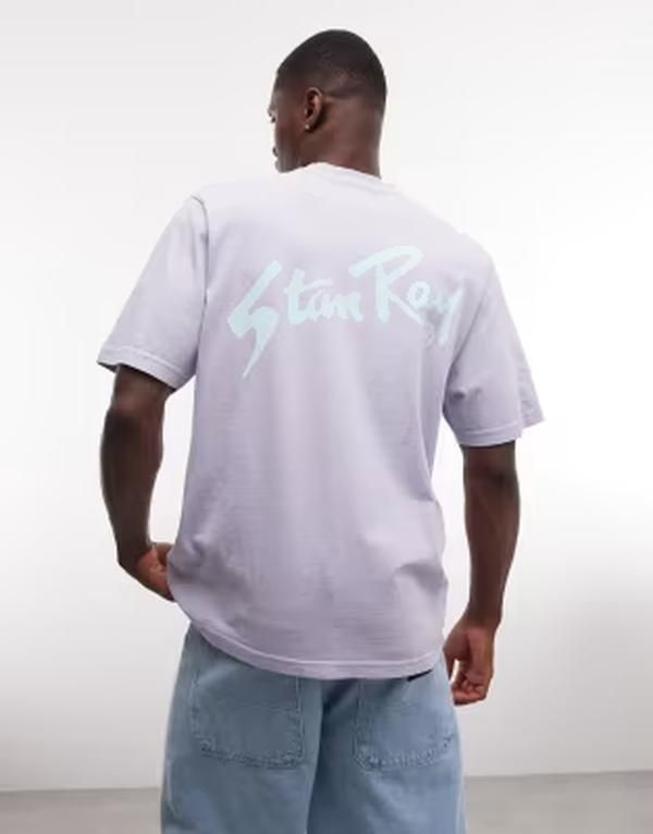 スタンレイ メンズ トップス Tシャツ プリント ロゴ Stan Ray logo short sleeve tshirt with back print PURPLE パープル