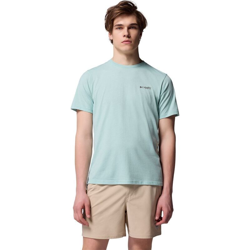 コロンビア メンズ トップス Tシャツ 半袖 Columbia PFG Diamond Fly ShortSleeve TShirt Mens Misty Jade HeatherFroggy ヘザー