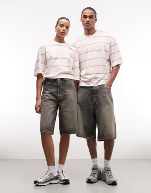 ウィークデイ レディース ボトムス ハーフパンツ・ショーツ ローライズ Weekday Astro Unisex low rise baggy fit jorts in washed Redondo Black ブラック