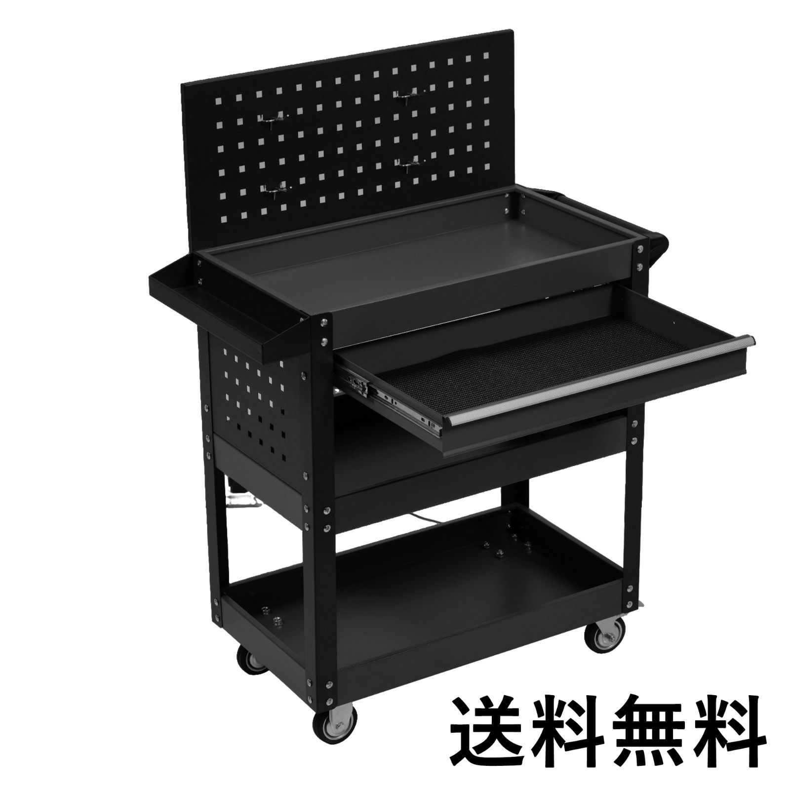 ツールキャビネット ツールワゴン ツールカート工具カート ロールキャビネット スチール ローラーキャビネット ハンドル 耐荷重150KG フック付 DIY 引き出し 有孔ボード付き 鍵付き キャスター付き ロック付き <JETO>