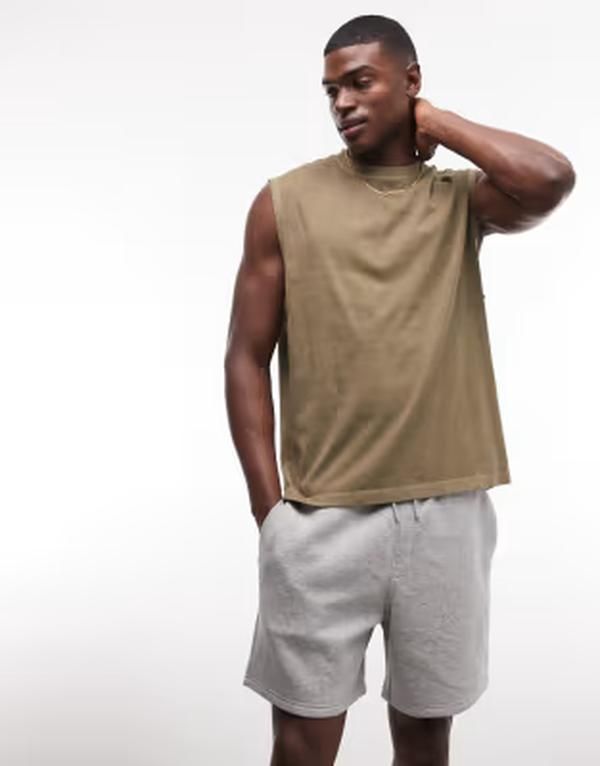 エイソス メンズ ボトムス ハーフパンツ・ショーツ オーバーサイズフィット ショートパンツ ジャージー ASOS DESIGN essentials oversized fit jersey shorts in heather Gray Heather グレー