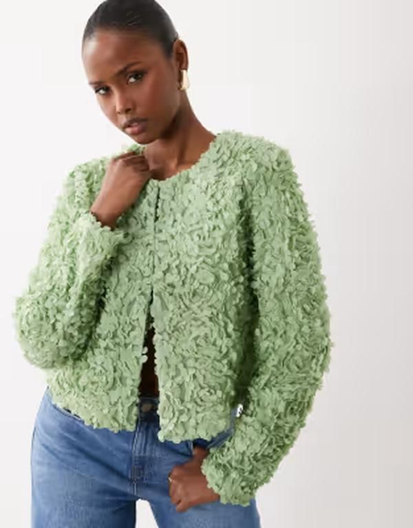 ヴィラ レディース トップス Tシャツ フラワー柄 フラワー VILA floral jacquard clasp frontop in smoke green スモーク