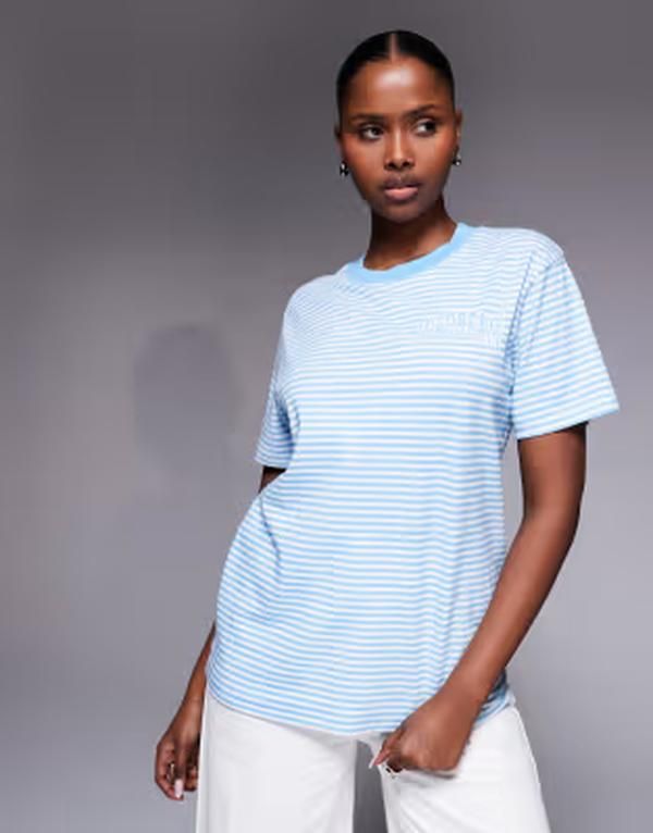 アイスクリーム レディース トップス Tシャツ ロゴ ICECREAM logo tshirt stripes Blue stripe ブルー