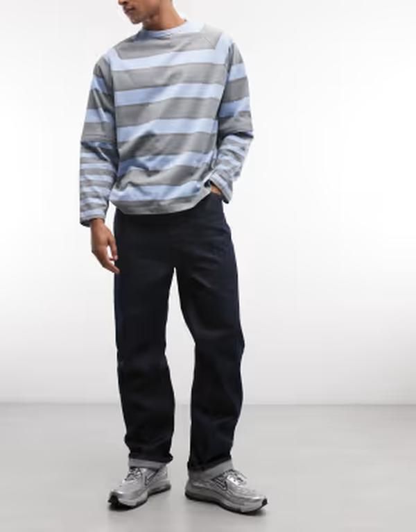 コルージョン メンズ ボトムス デニムパンツ ジーンズ COLLUSION relaxed straight jeans rinse ネイビー