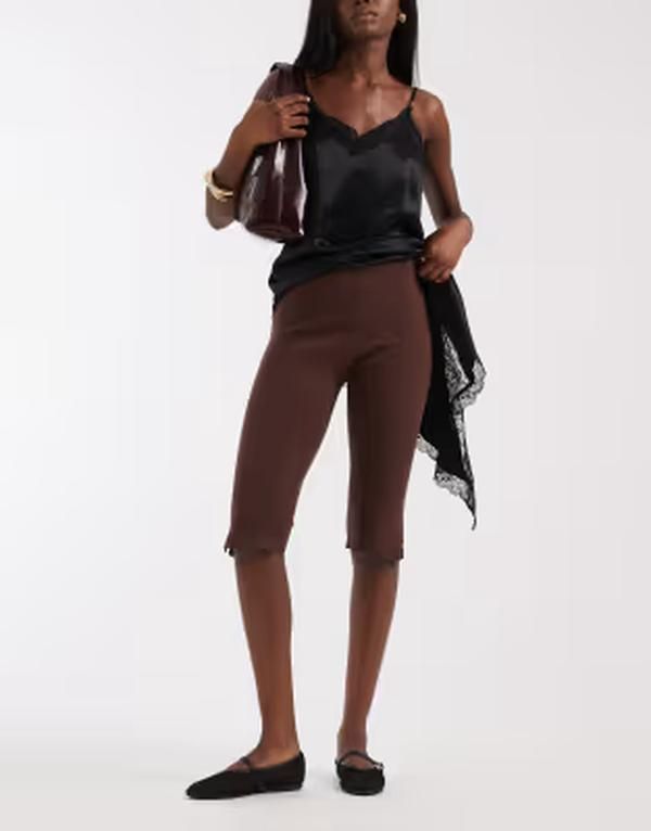 ハウスオブサニー レディース ボトムス カジュアルパンツ キャップ ニット House of Sunny knit capri pants BROWN ブラウン