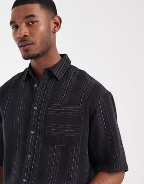レディファインド レブル メンズ トップス シャツ Redefined Rebel Drake oversized shirt Black ブラック