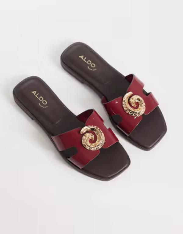 アルド レディース シューズ サンダル Aldo Khali flat sandals with embellishment Medium red レッド