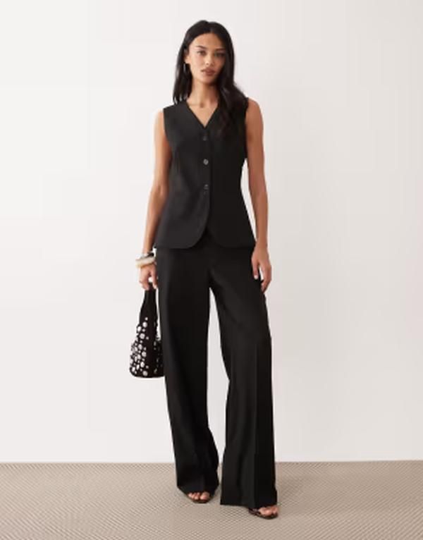 マンゴ レディース トップス ジャンプスーツ ノースリーブ Mango tailored sleeveless jumpsuit in charcoal pinstripes CHARCOAL チャコール