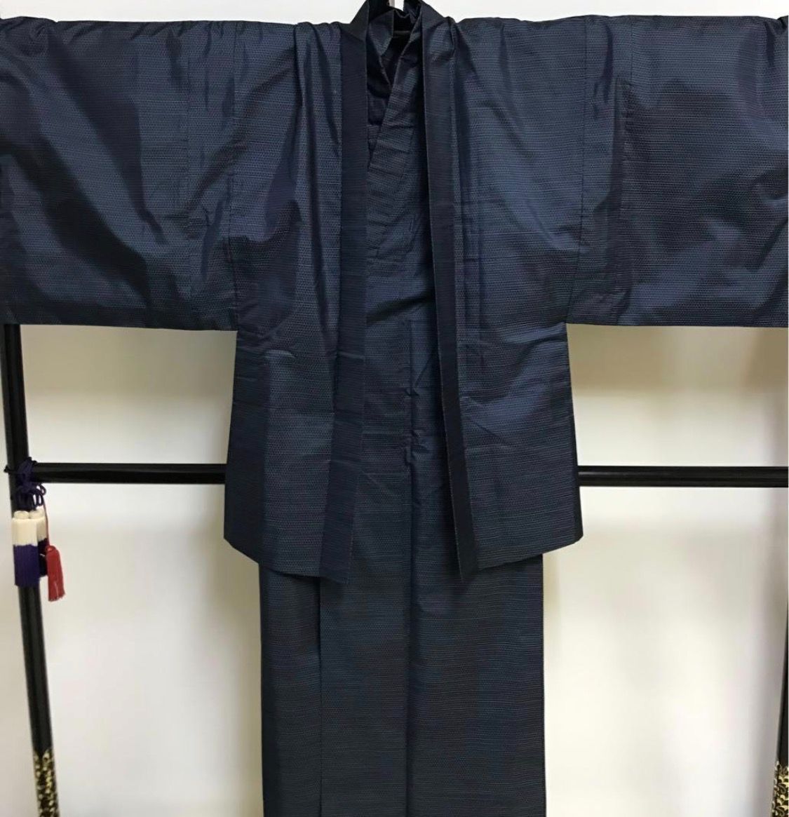 メンズ　大島紬　羽織・着物　アンサンブル　男着物　羽裏　富士山　6