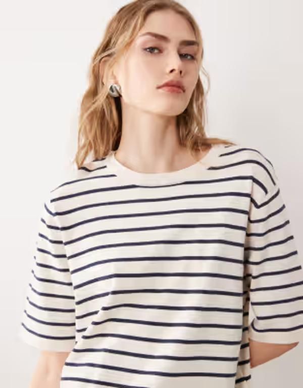 ヴィラ レディース トップス Tシャツ ニット VILA short sleeve knitshirt in sandshell stripesandshell Stripes ストライプ 11,610円