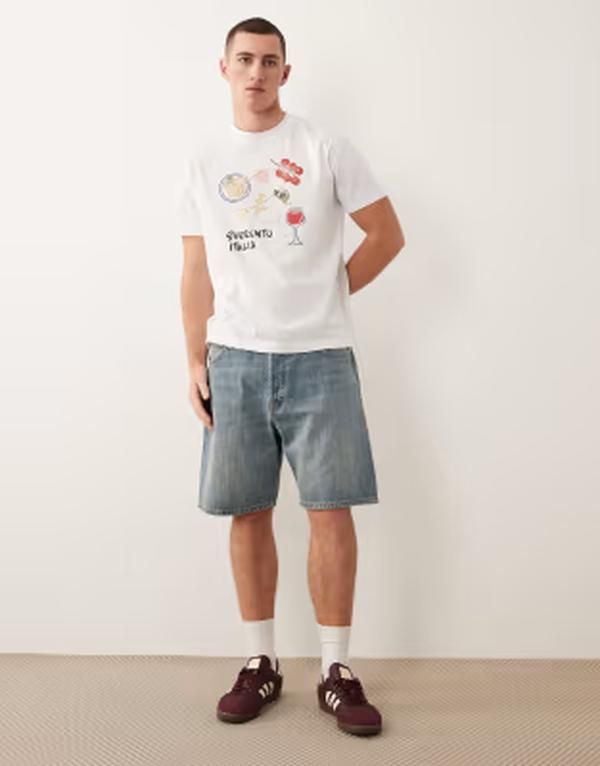 ジャック アンド ジョーンズ メンズ ボトムス ハーフパンツ・ショーツ ヴィンテージ ショートパンツ デニム Jack Jones Tony loose denim shorts in vintage Blue Denim デニム