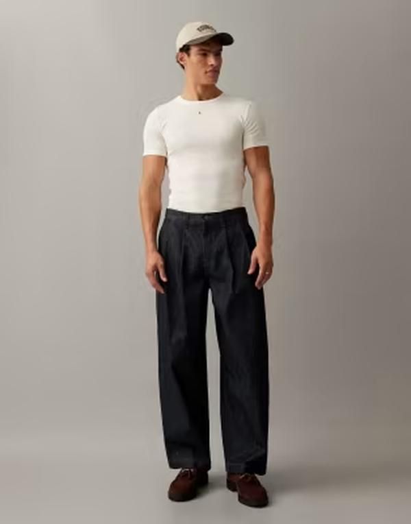 エイソス メンズ ボトムス デニムパンツ ジーンズ ASOS DESIGN barrel jeans in rawash with pleats INDIGO インディゴ