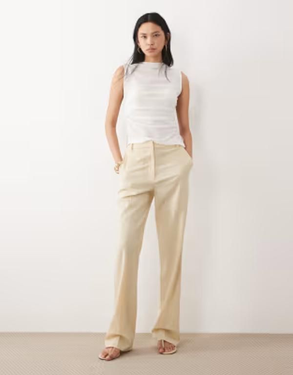 エイソス レディース ボトムス カジュアルパンツ トール ASOS DESIGN Tall tailored slim straight pants in buttermilk