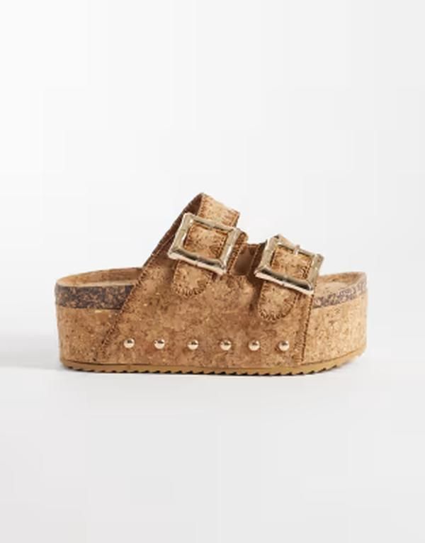 アザレア ワン レディース シューズ サンダル プラットフォーム Azalea Wang Jainna platform sandals in cork BEIGE ベージュ