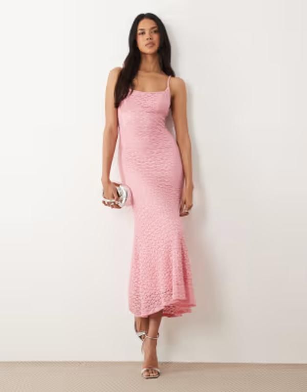 バードット レディース トップス ワンピース フラワー柄 メッシュ ミディ フラワー Bardot Louisa exclusive cami floral mesh midi dress in light Lili Pink ピンク