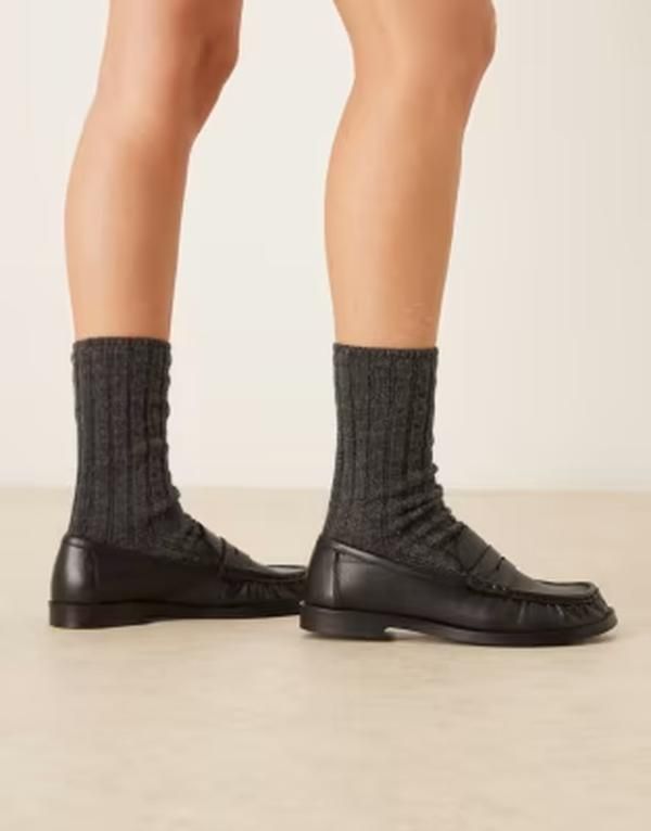 ウォークロンドン レディース シューズ スリッポン・ローファー レザー Walk London Valentina rouched loafers leather Black Leather ブラック