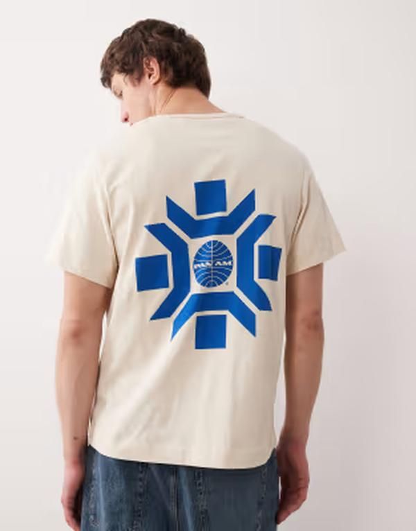 セレクティッド メンズ トップス Tシャツ グラフィック Selected tshirt with back graphic in cream Angoraa クリーム