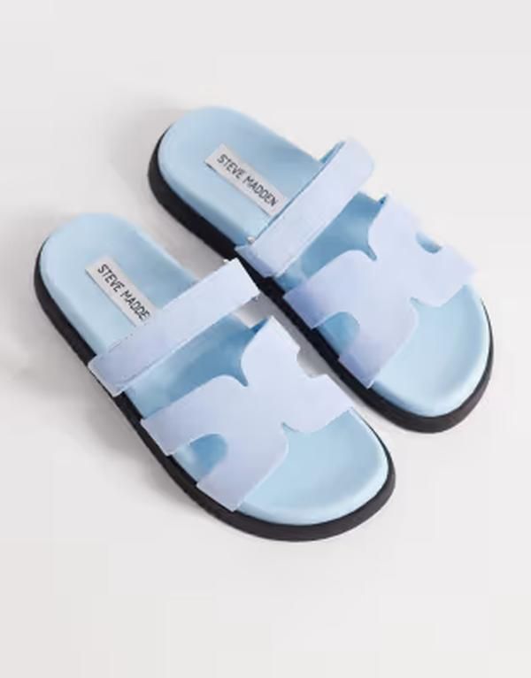 スティーブ マデン レディース シューズ サンダル スエード Steve Madden Missile sandals with straps in baby blue suede BBLUE SUEDE ブルー