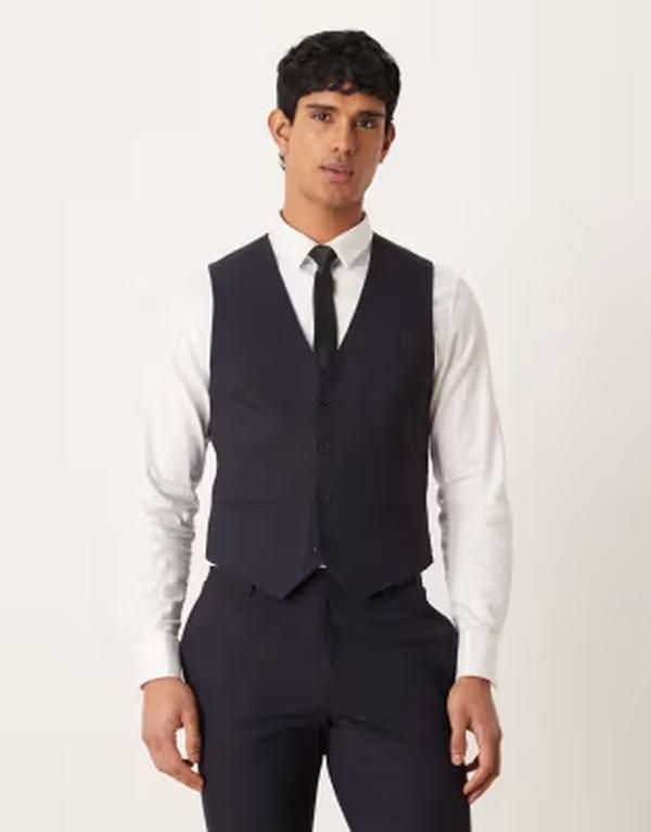 エイソス メンズ トップス タンクトップ ベスト ASOS DESIGN skinny suit vest DARK NAVY ネイビー