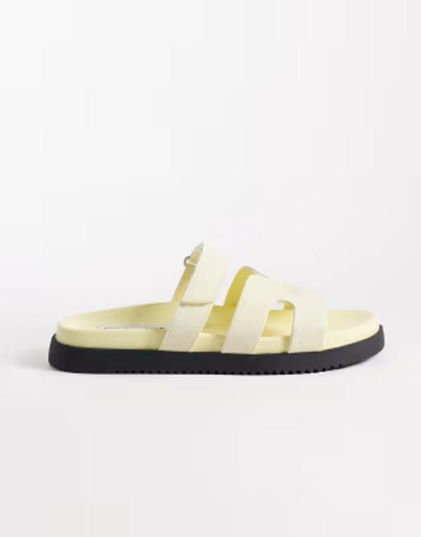 スティーブ マデン レディース シューズ サンダル スエード Steve Madden Missile sandals with straps in butter yellow suede BUTTER YELLOW SUEDE イエロー