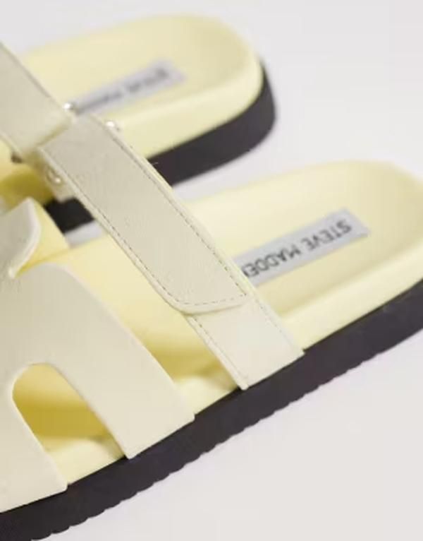 スティーブ マデン レディース シューズ サンダル スエード Steve Madden Missile sandals with straps in butter yellow suede BUTTER YELLOW SUEDE イエロー