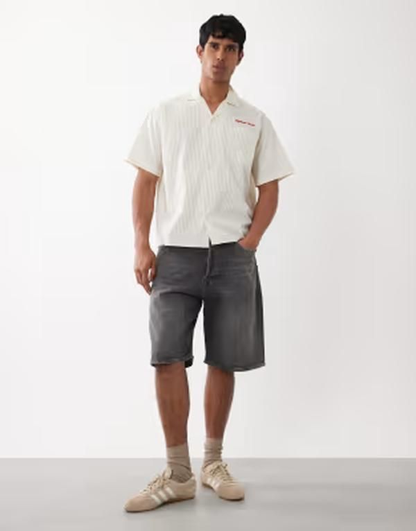 ジャック アンド ジョーンズ メンズ ボトムス ハーフパンツ・ショーツ ショートパンツ デニム Jack Jones Alex baggy denim shorts in washed Black Denim 399 ブラック
